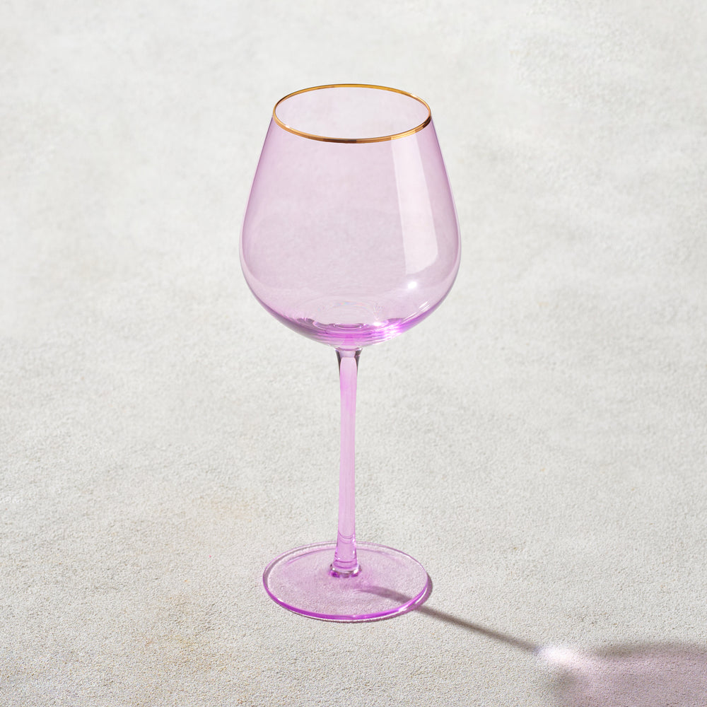 Vikko - Platinum, Wine Glass, Lilac with Gold Rim, 27 oz
