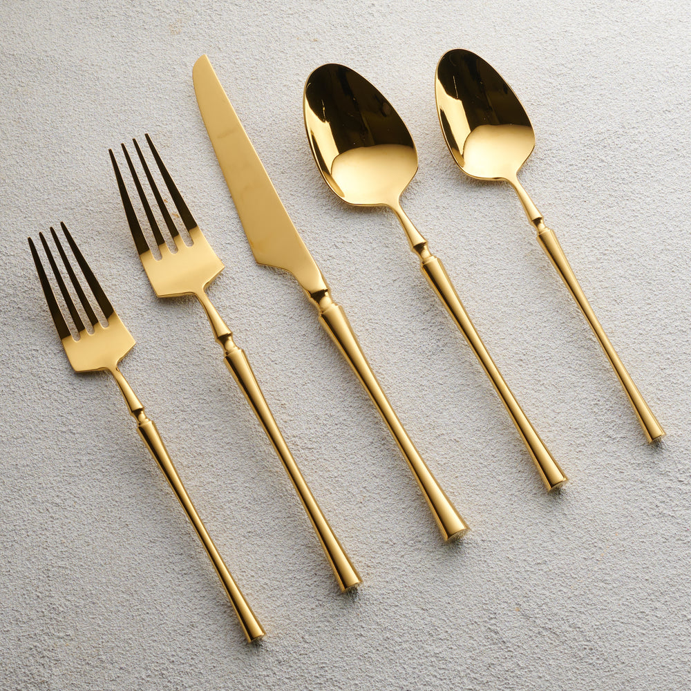 Vikko - Irene, Shiny Gold, 18/10 SS, 20 Pc Flatware Set - Gift Box No Window