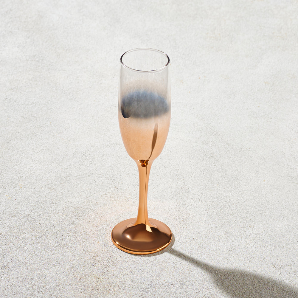 Vikko - Lawrence, Champagne Flute Glass, Rose Gold Ombre, 7 oz