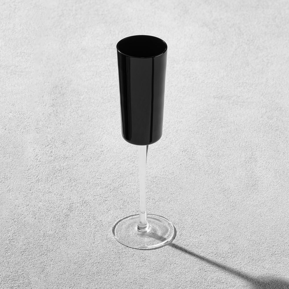 Vikko - Orchid, Champagne Flute Glass, Black, 8 oz