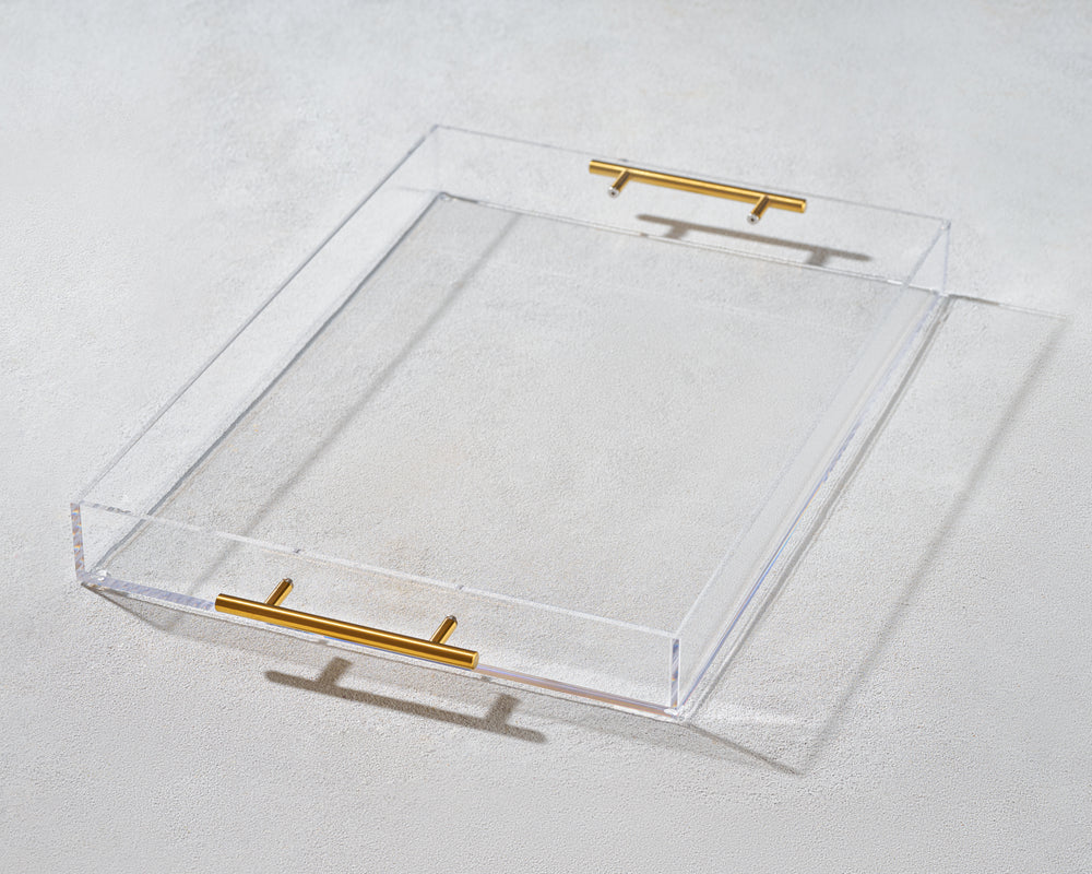 Vikko - Grace, Acrylic Tray, Clear with Gold Handle, 20" x 14" x 2"