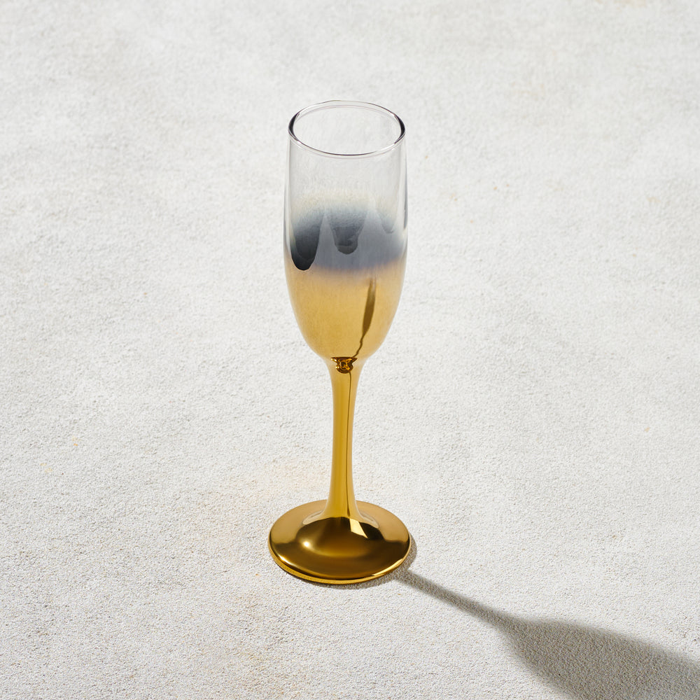 Vikko - Lawrence, Champagne Flute Glass, Gold Ombre, 7 oz