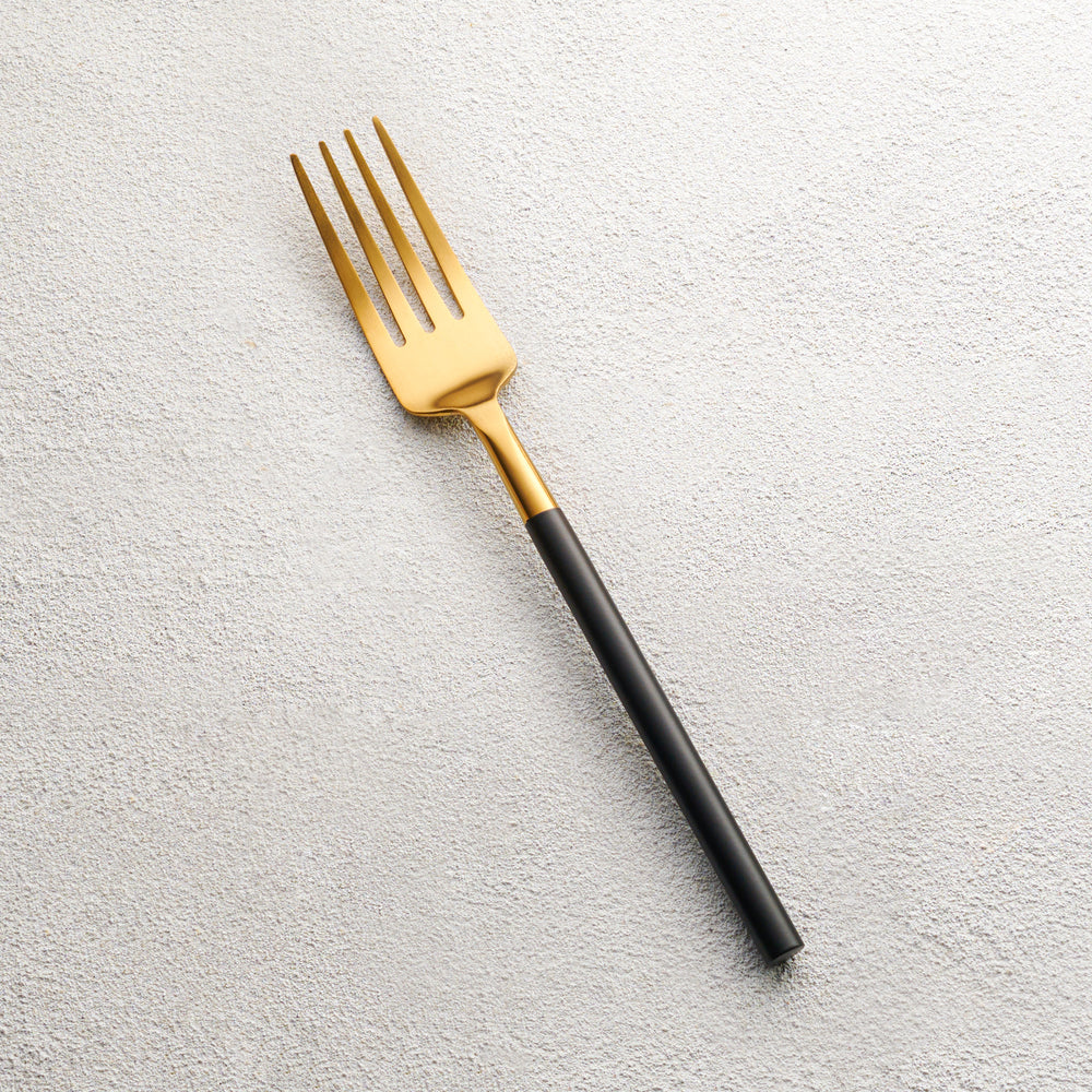 Vikko - Cove, Brushed Gold with Black Handle, 18/10 SS, Dinner Fork