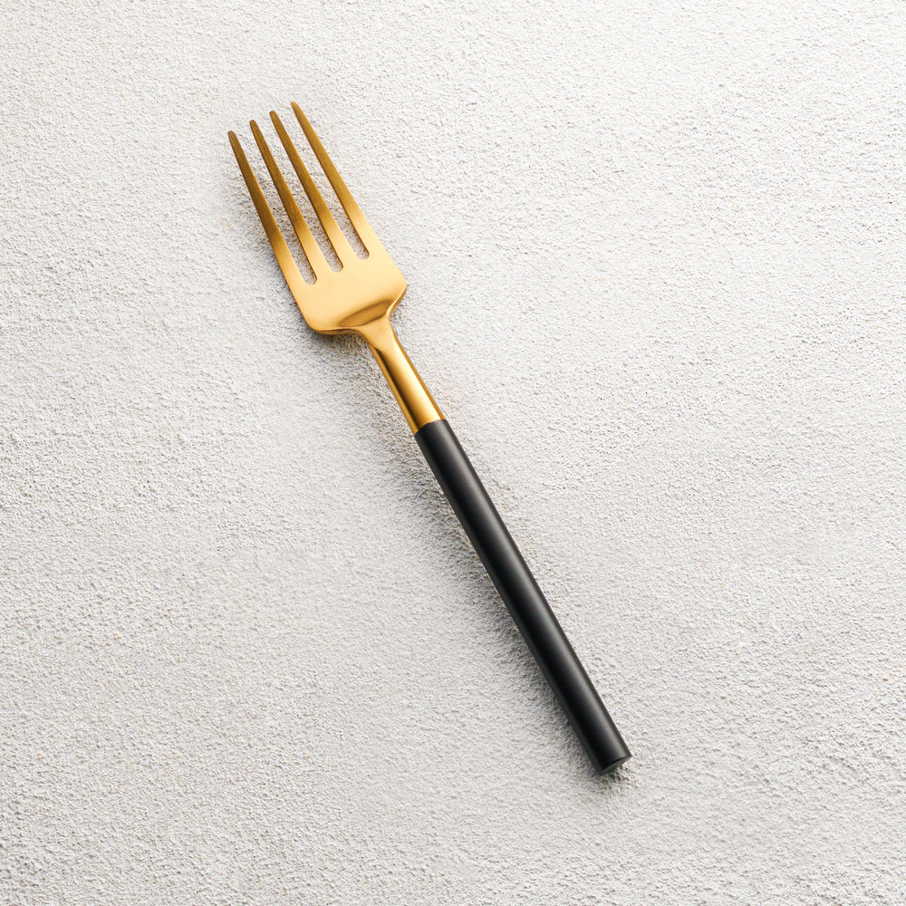 Vikko - Cove, Brushed Gold with Black Handle, 18/10 SS, Salad Fork
