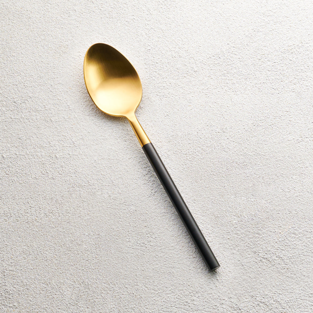 Vikko - Cove, Brushed Gold with Black Handle, 18/10 SS, Soup Spoon