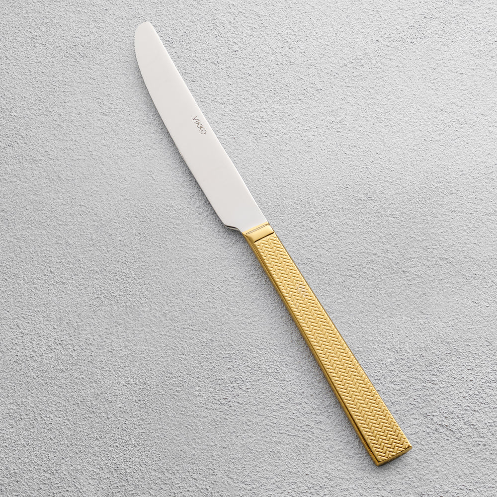 Vikko - Topaz, Shiny Silver with Gold Handle, SS, Knife