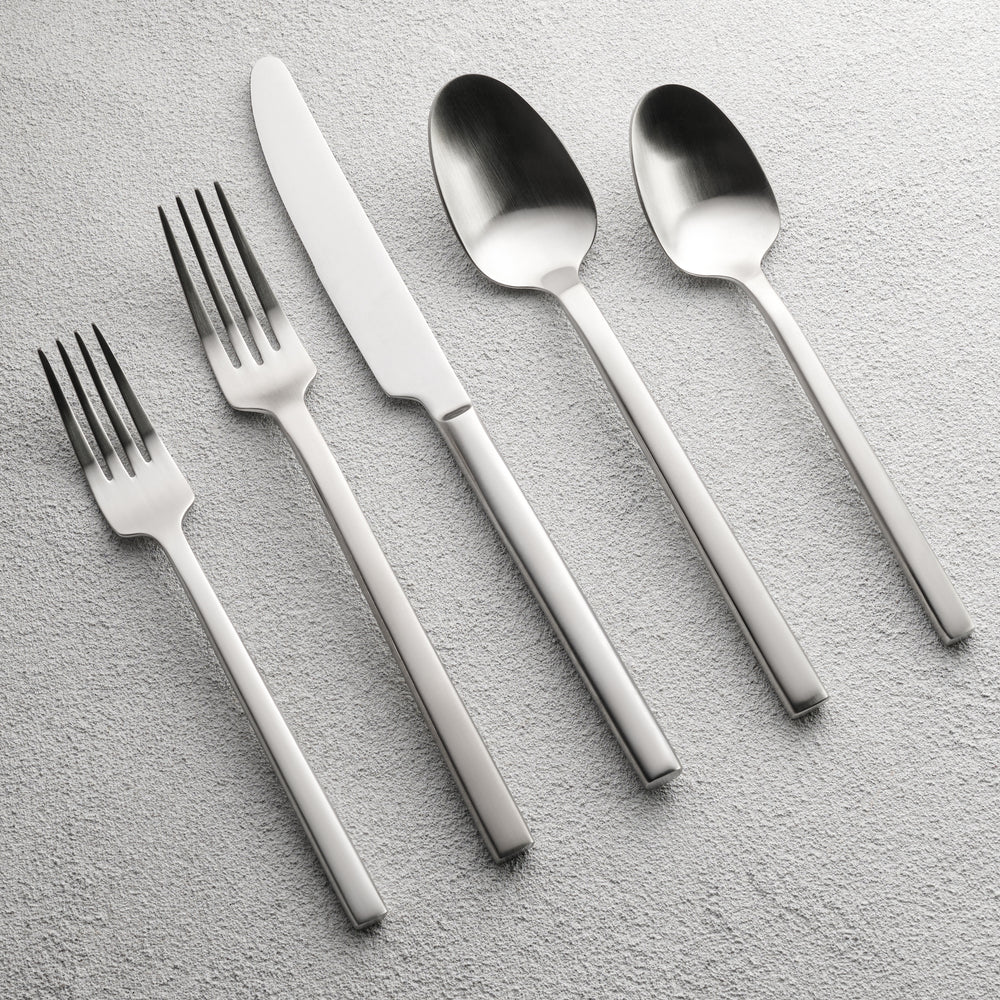 Vikko - Sapphire, Brushed Silver, 18/10 SS, 20 Pc Flatware Set - Gift Box Window