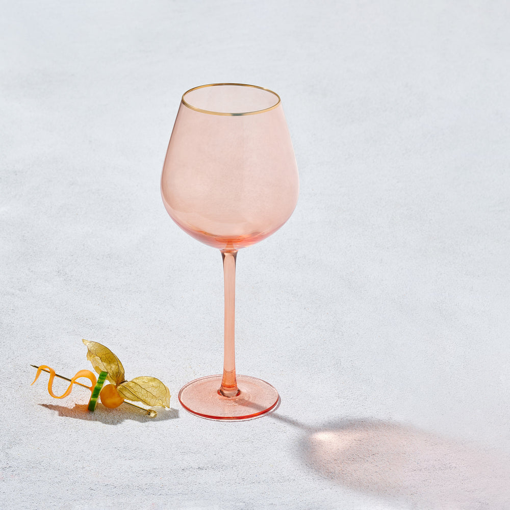 Vikko - Platinum, Wine Glass, Coral with Gold Rim, 27 oz