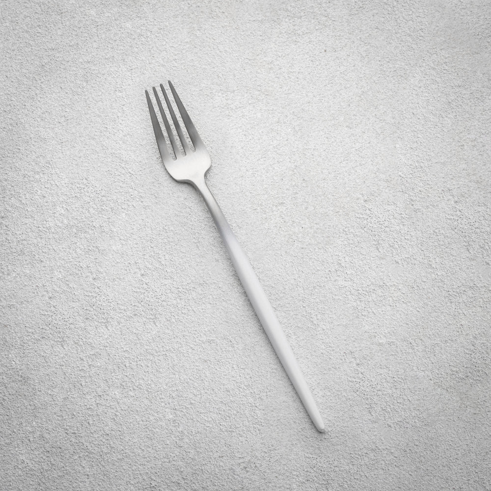 Vikko - Vera, Brushed Silver Ombre with White Handle, 18/10 SS, Salad Fork
