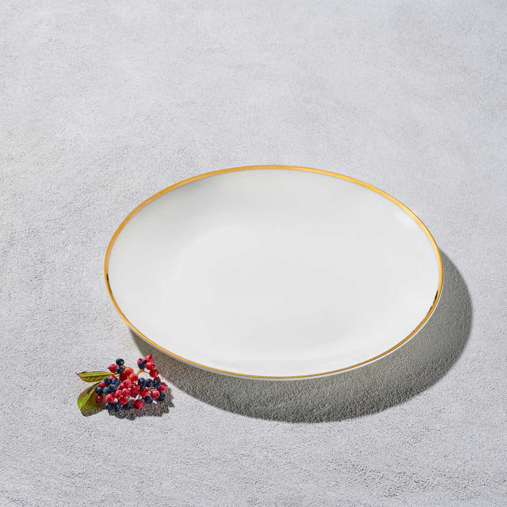 Vikko - Vintage, Dinner Plate, White with Gold Rim, 10.5"