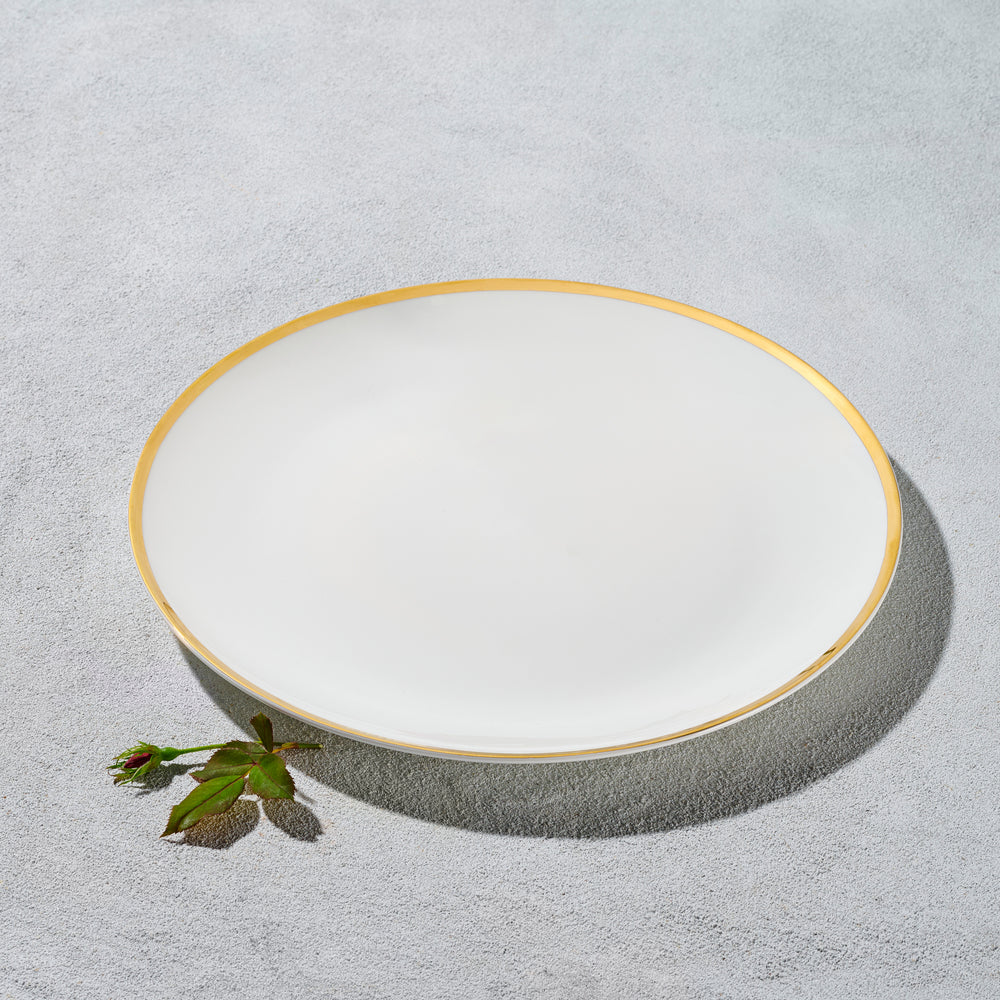 Vikko - Vintage, Charger, White with Gold Rim, 12"