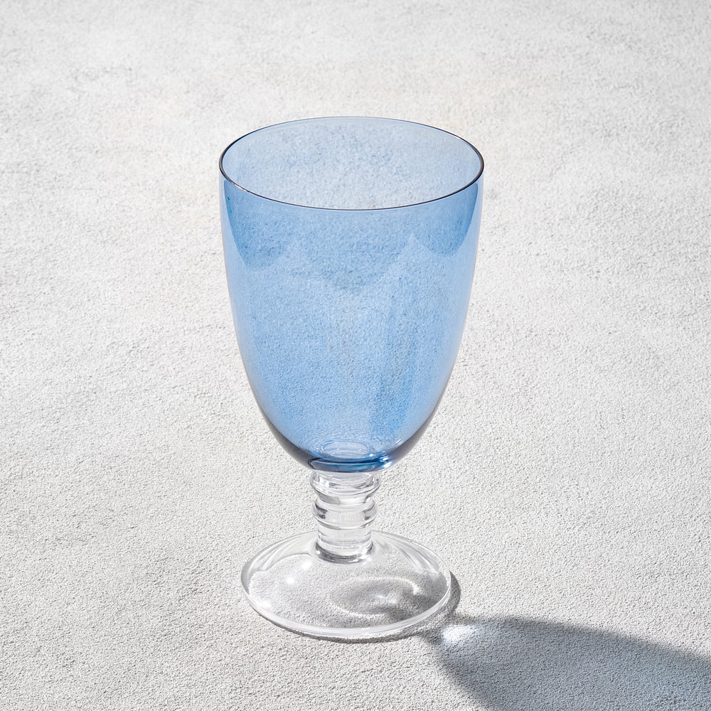 Vikko - Iris, Glass Goblet, Blue with Clear Stem, 20.5 oz