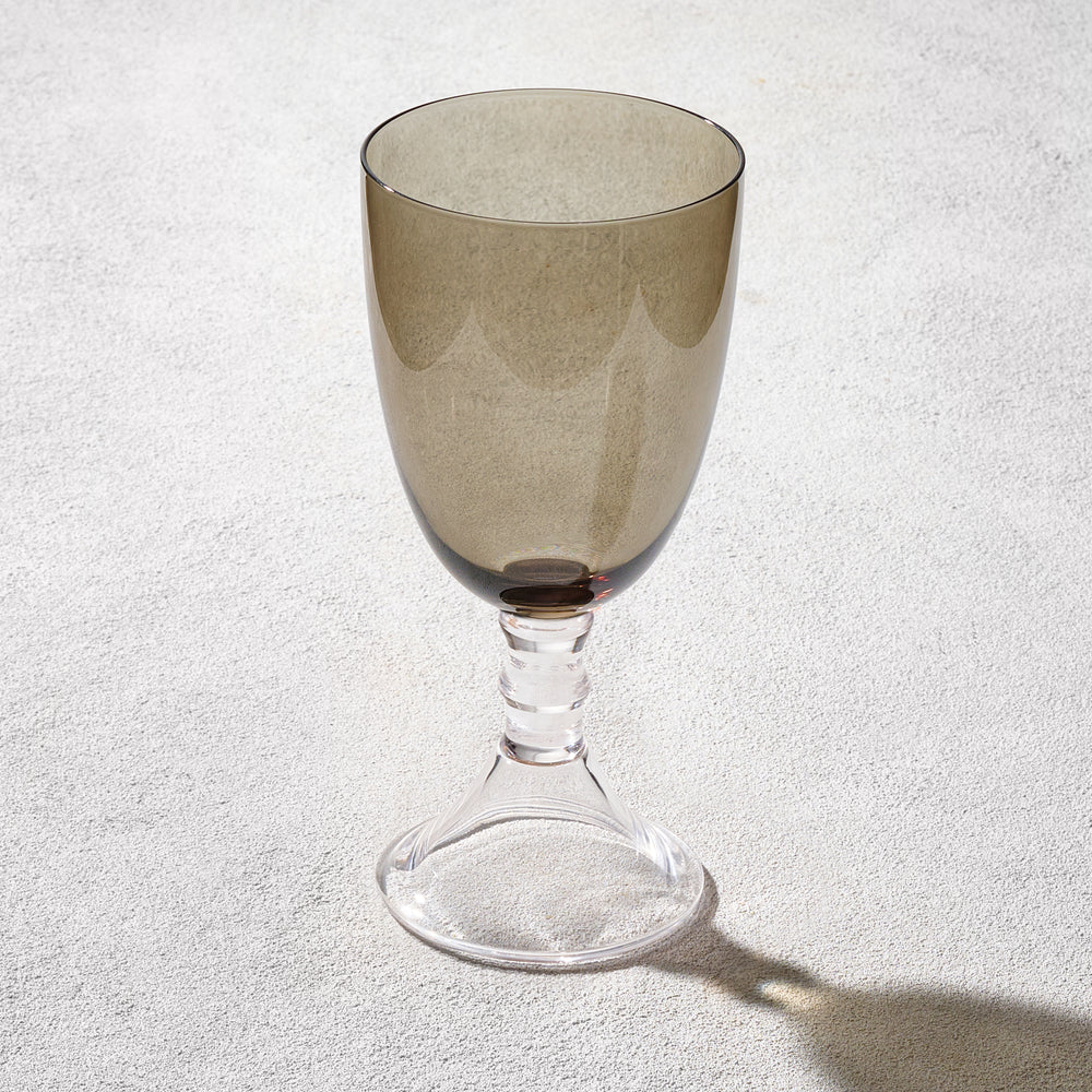 Vikko - Iris, Glass Goblet, Smoked with Clear Stem, 18 oz