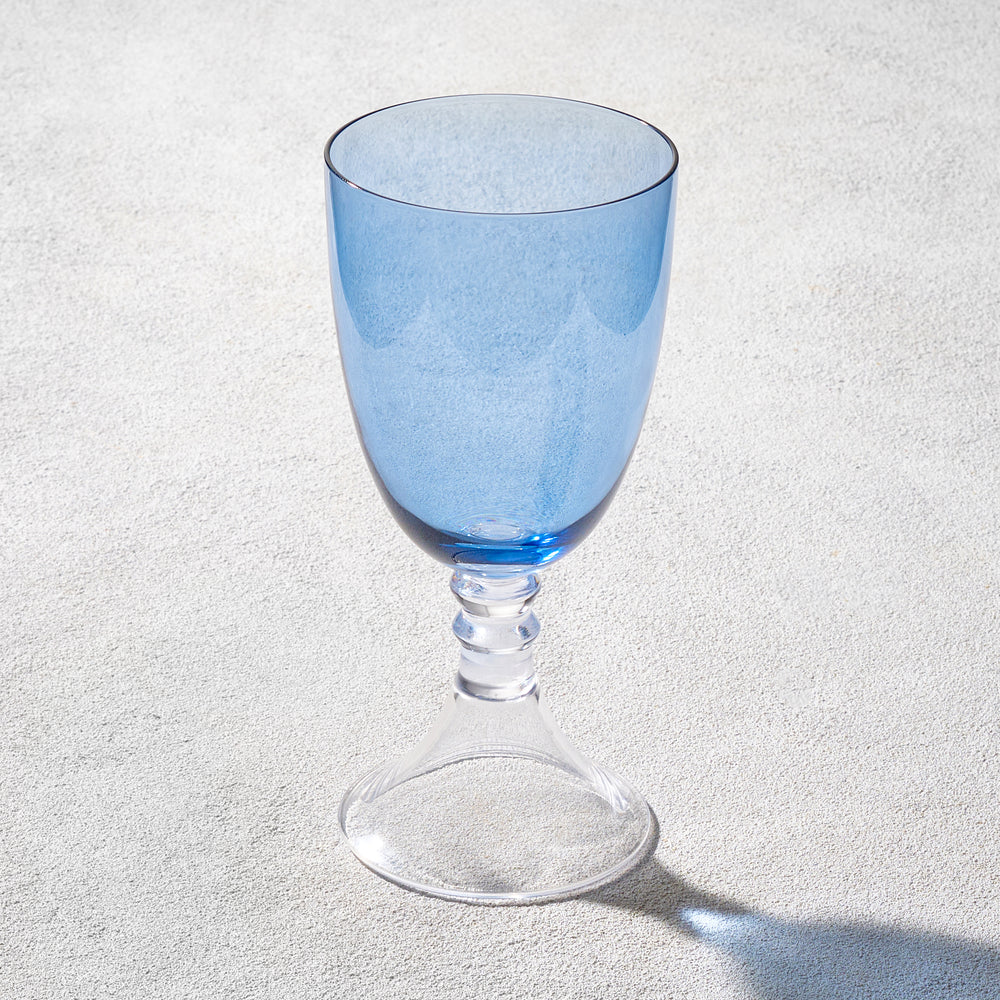 Vikko - Iris, Glass Goblet, Blue with Clear Stem, 18 oz