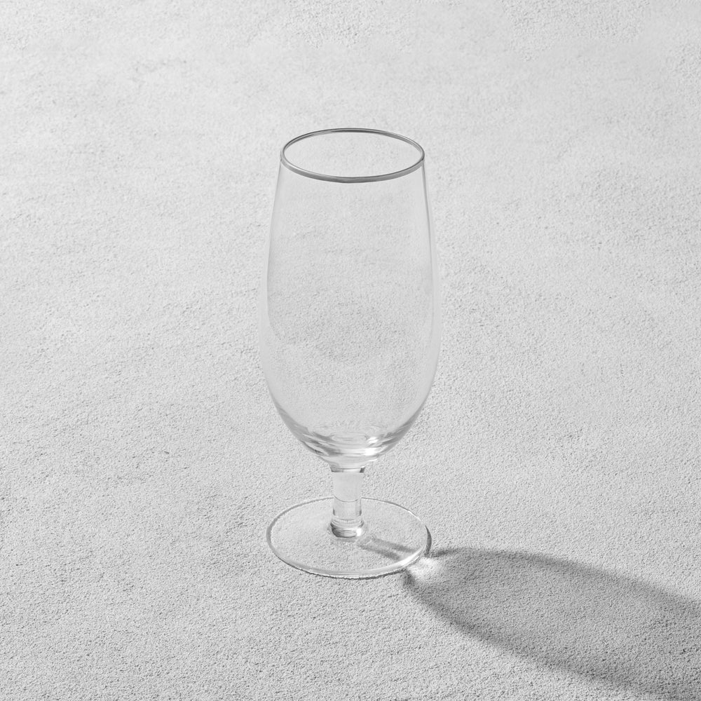 Vikko - Napa, Water Goblet Glass, Silver Rim 15.5 oz