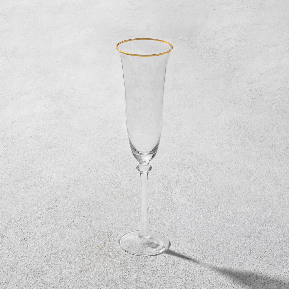 Vikko - Desto, Champagne Glass, Gold Rim, 9.5 oz
