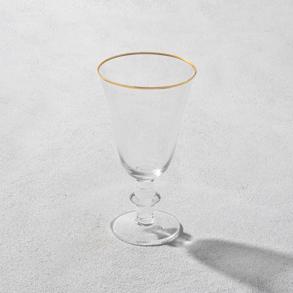 Vikko - Desto, Water Goblet Glass, Gold Rim, 12 oz