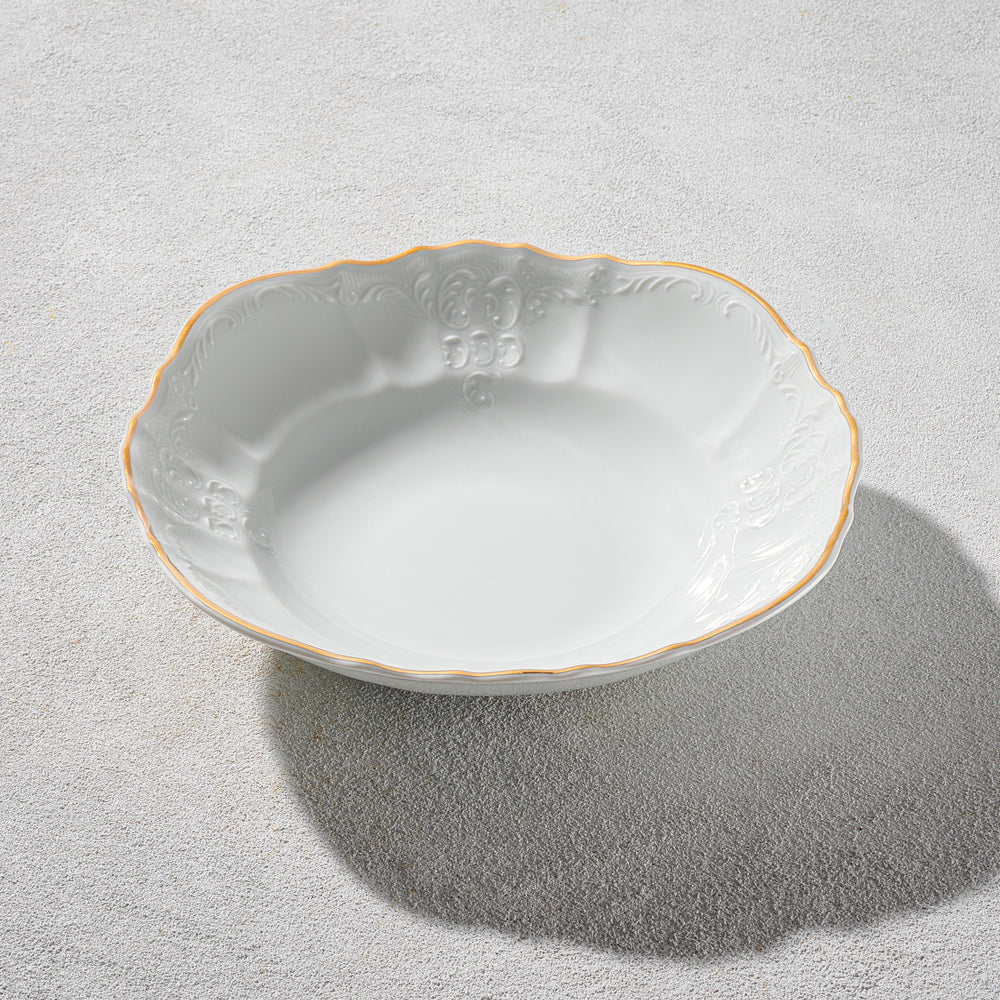 Vikko - Bernadotte, Serving Bowl, White with Gold Rim, 9"
