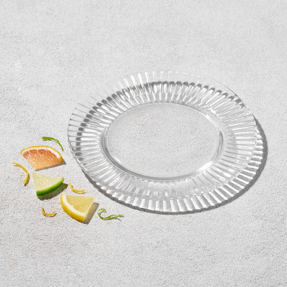 Vikko - Forest, Ribbed Glass Bread and Butter Plate, Clear, 6.5"
