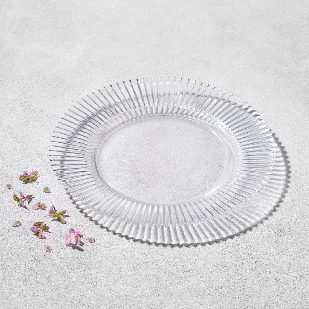 Vikko - Forest, Ribbed Glass Dinner Plate, Clear, 10.5