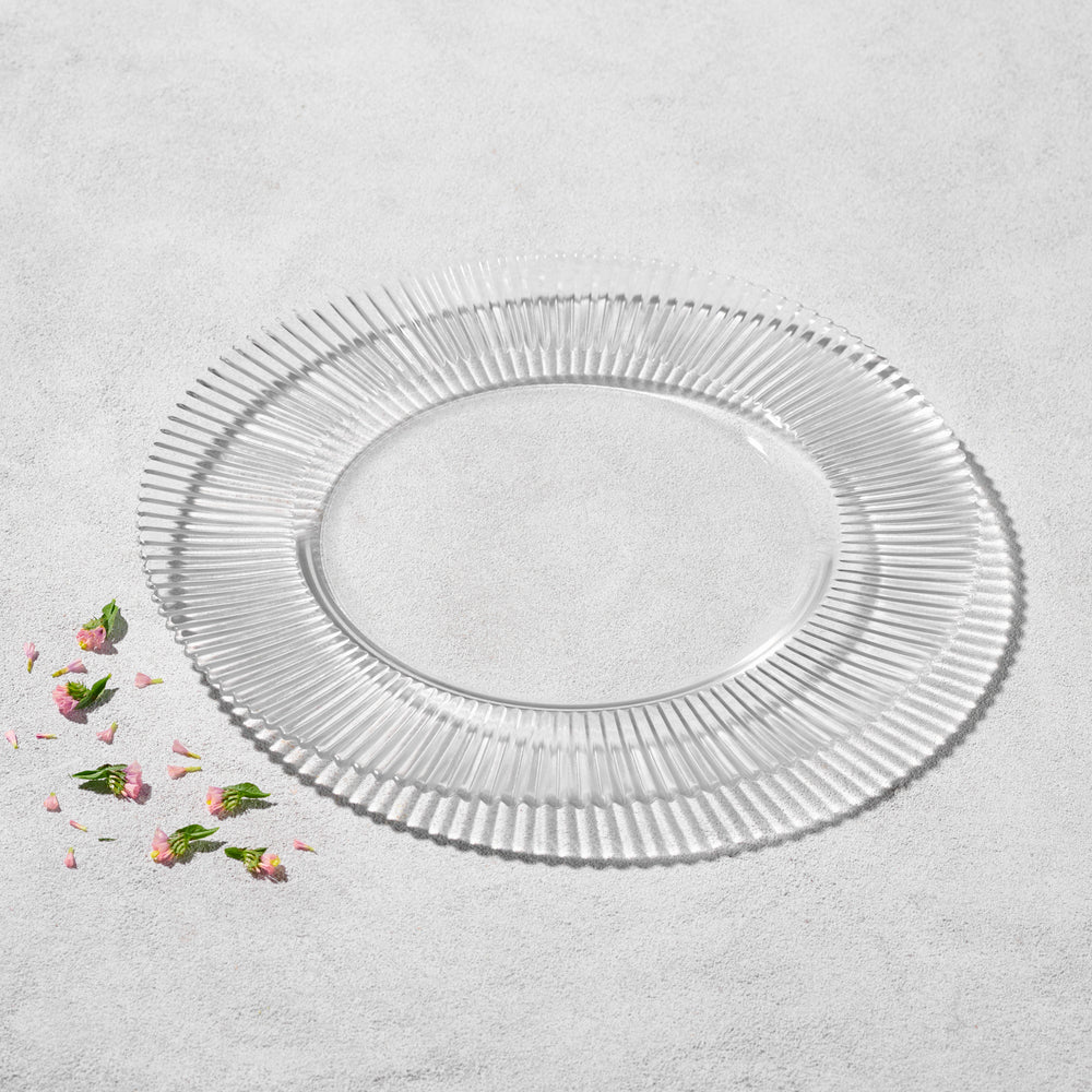 Vikko - Forest, Ribbed Glass Charger, Clear, 13"