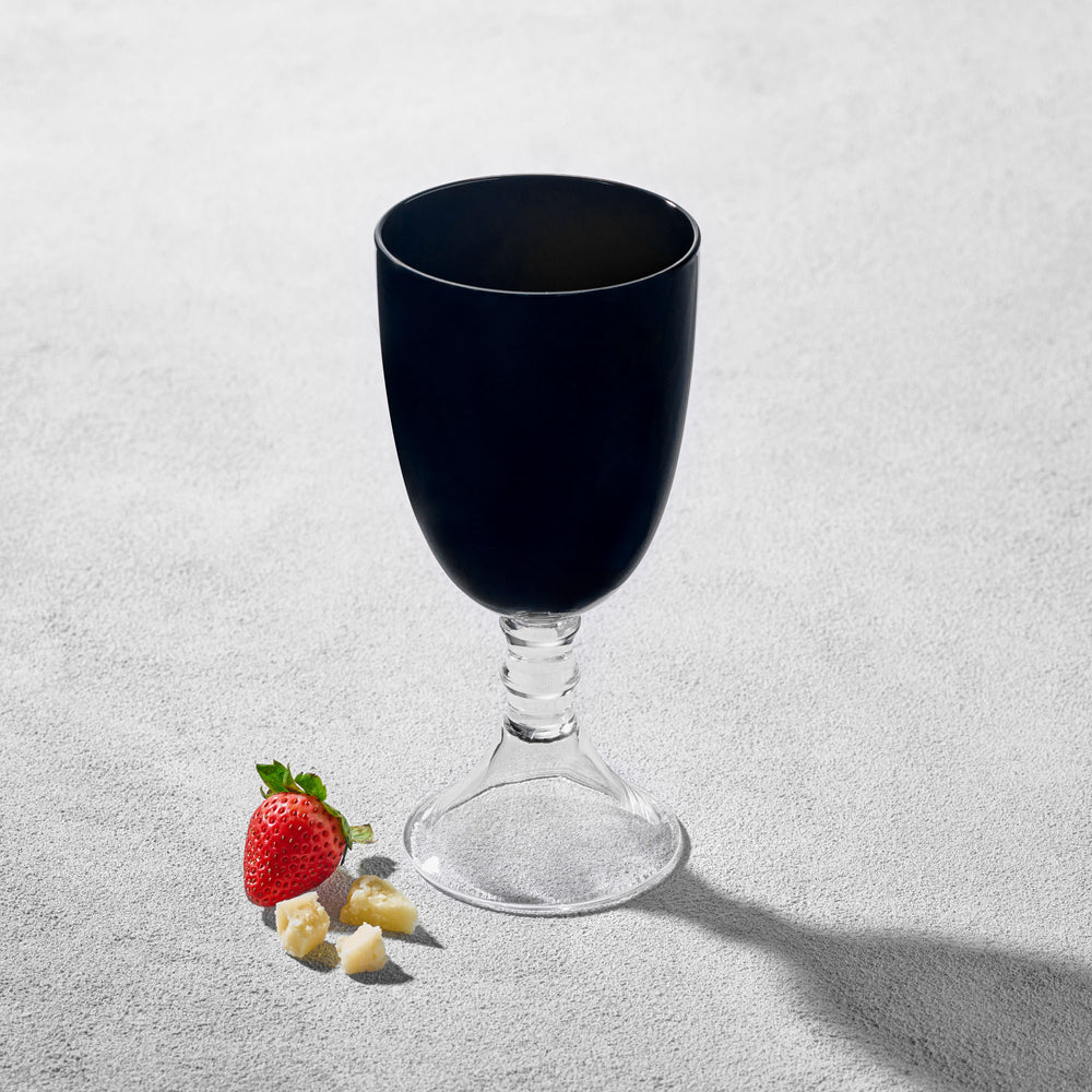 Vikko - Iris, Glass Goblet, Black with Clear Stem, 18 oz