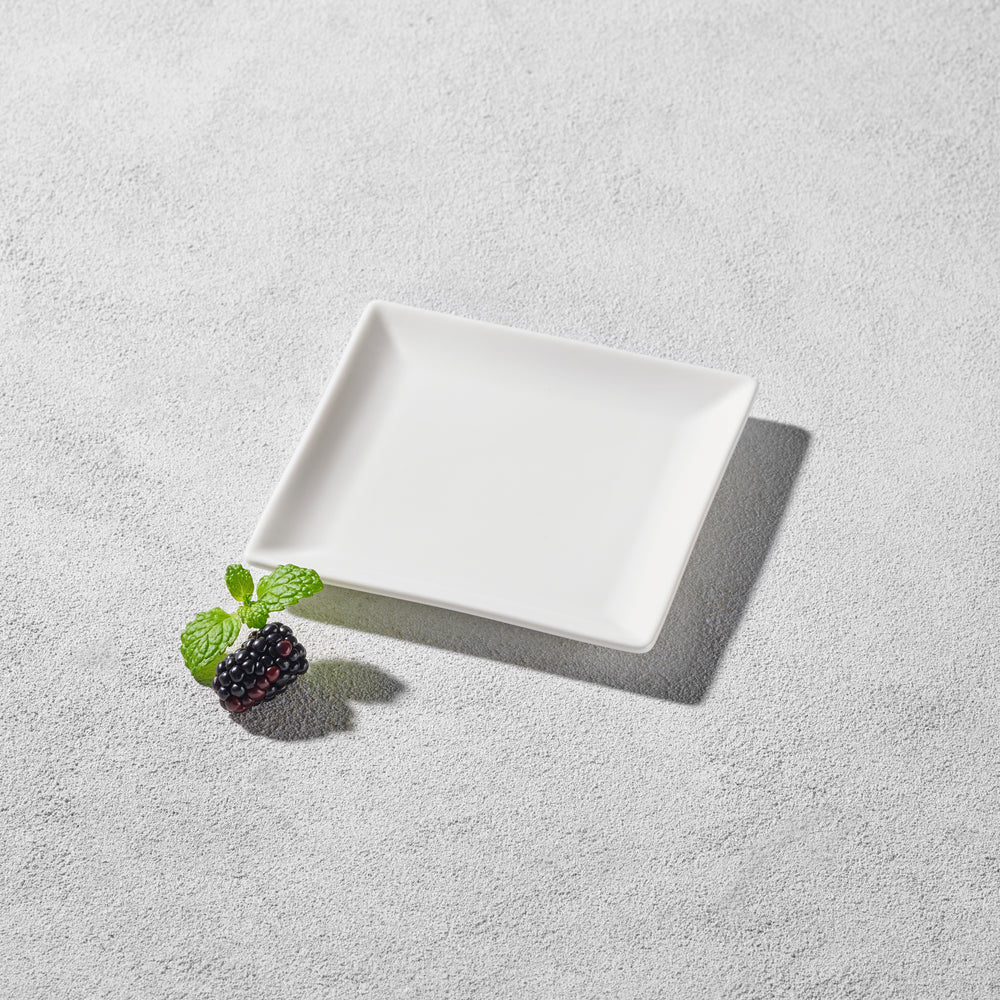 Vikko - Lightning, Square Plate, White, 5.5"