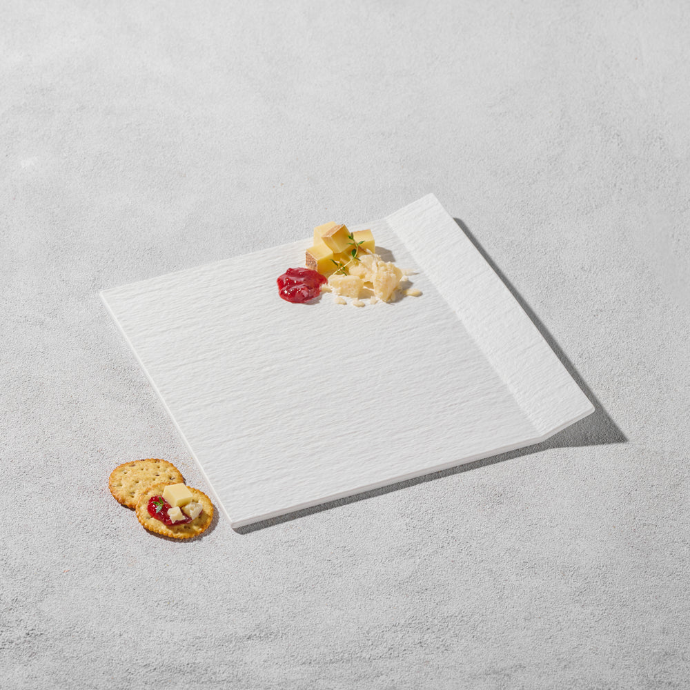 Vikko - Thunder, Lifted Edge, Square Plate, Matte White, 11.25"