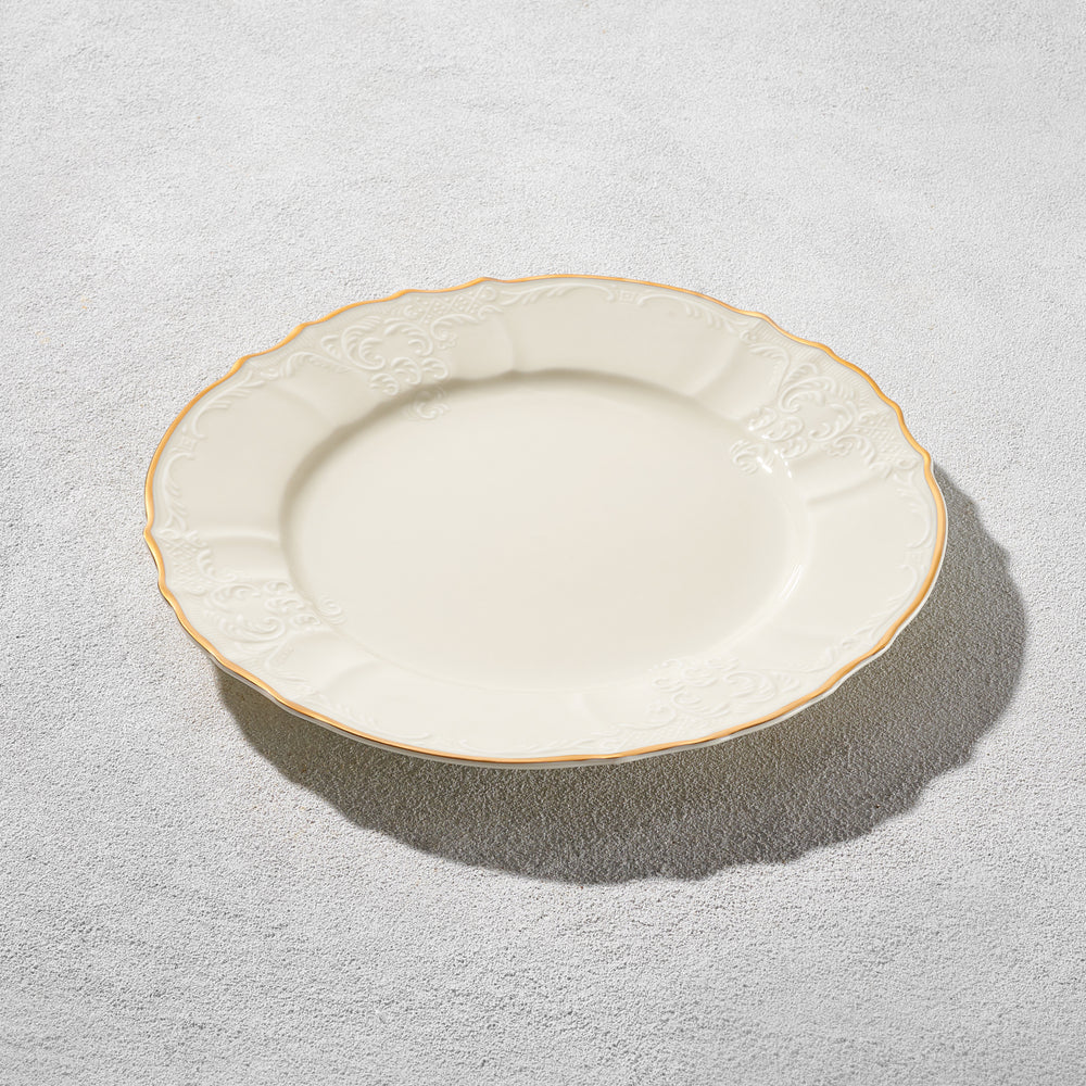 Vikko - Bernadotte, Dinner Plate, Ivory with Gold Rim, 10.5"