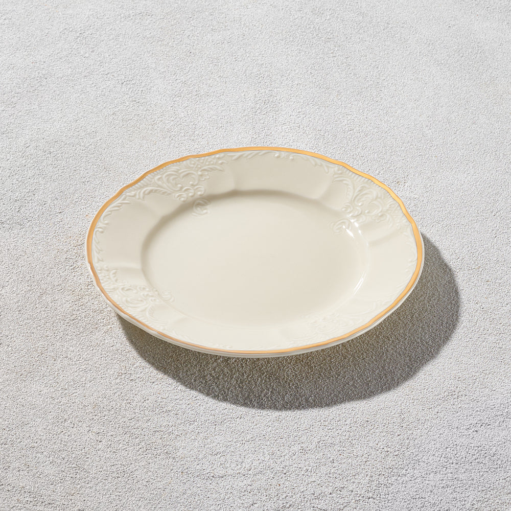 Vikko - Bernadotte, Bread and Butter Plate, Ivory with Gold Rim, 6.5"