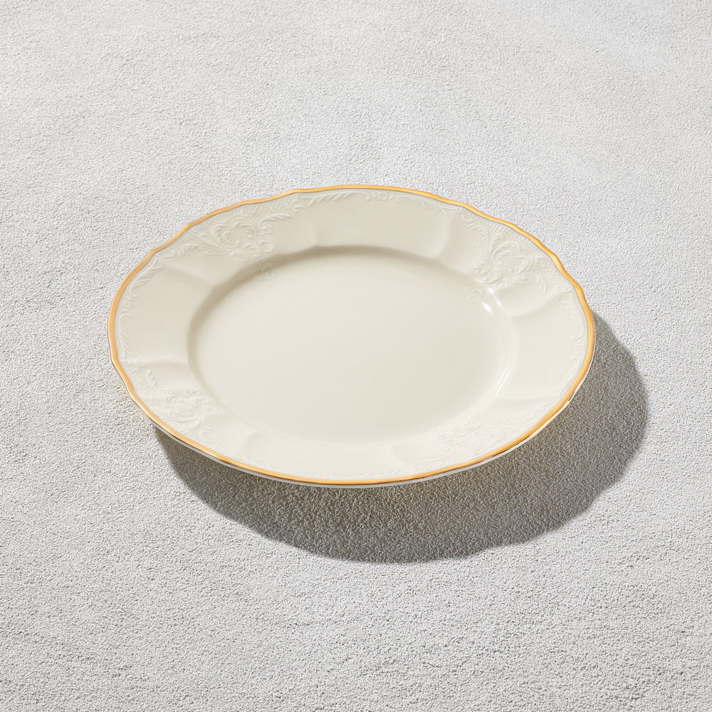 Vikko - Bernadotte, Dessert Plate, Ivory with Gold Rim, 7.5"