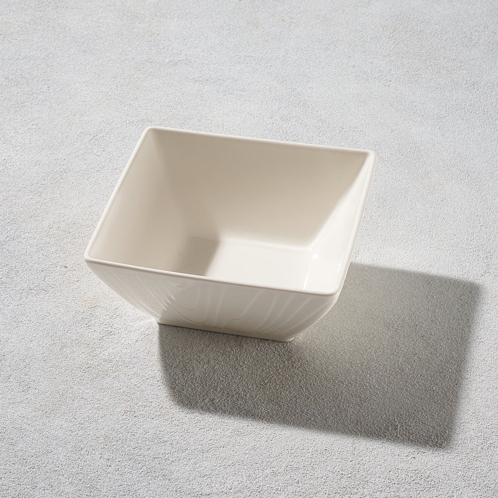 Trudeau - Square Woodgrain Fine Porcelain, Bowl, White