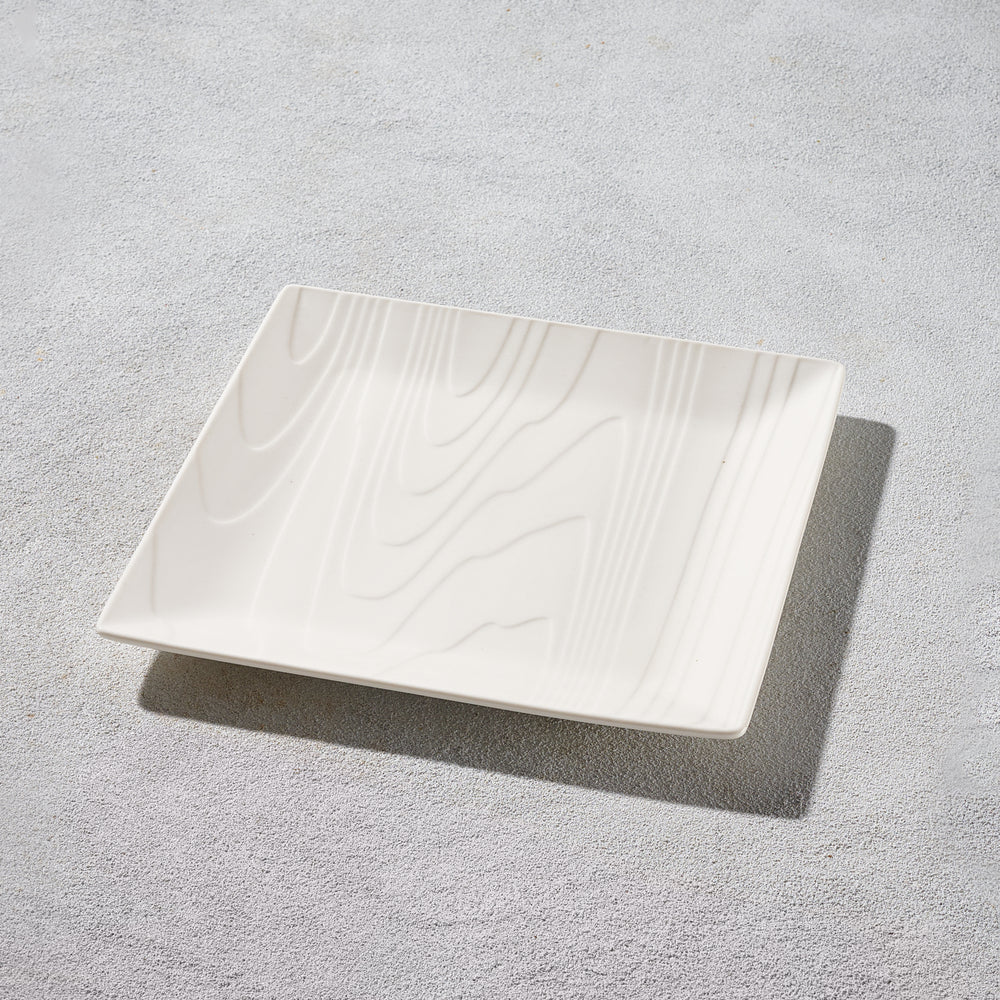 Trudeau - Square Woodgrain Fine Porcelain, Salad Plate, White