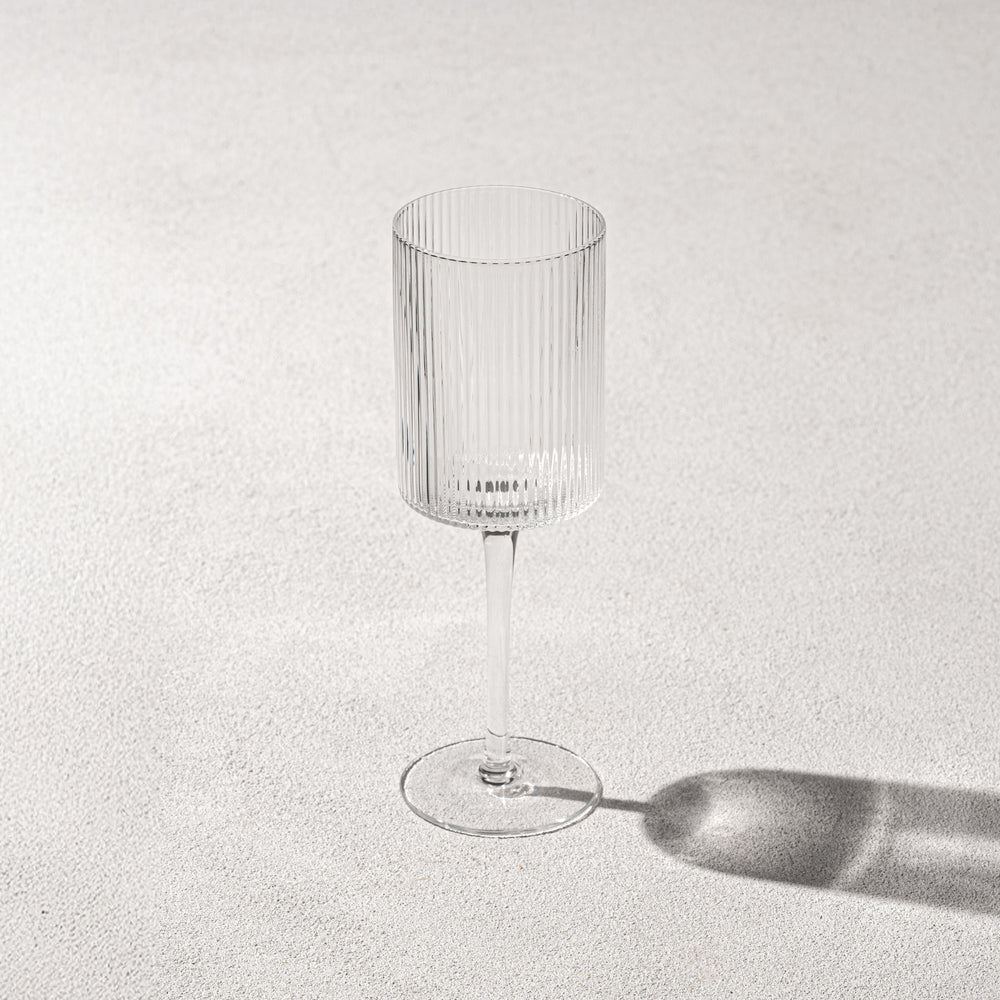 Vikko - Malibu, Ribbed Wine Glass, Clear, 11 oz