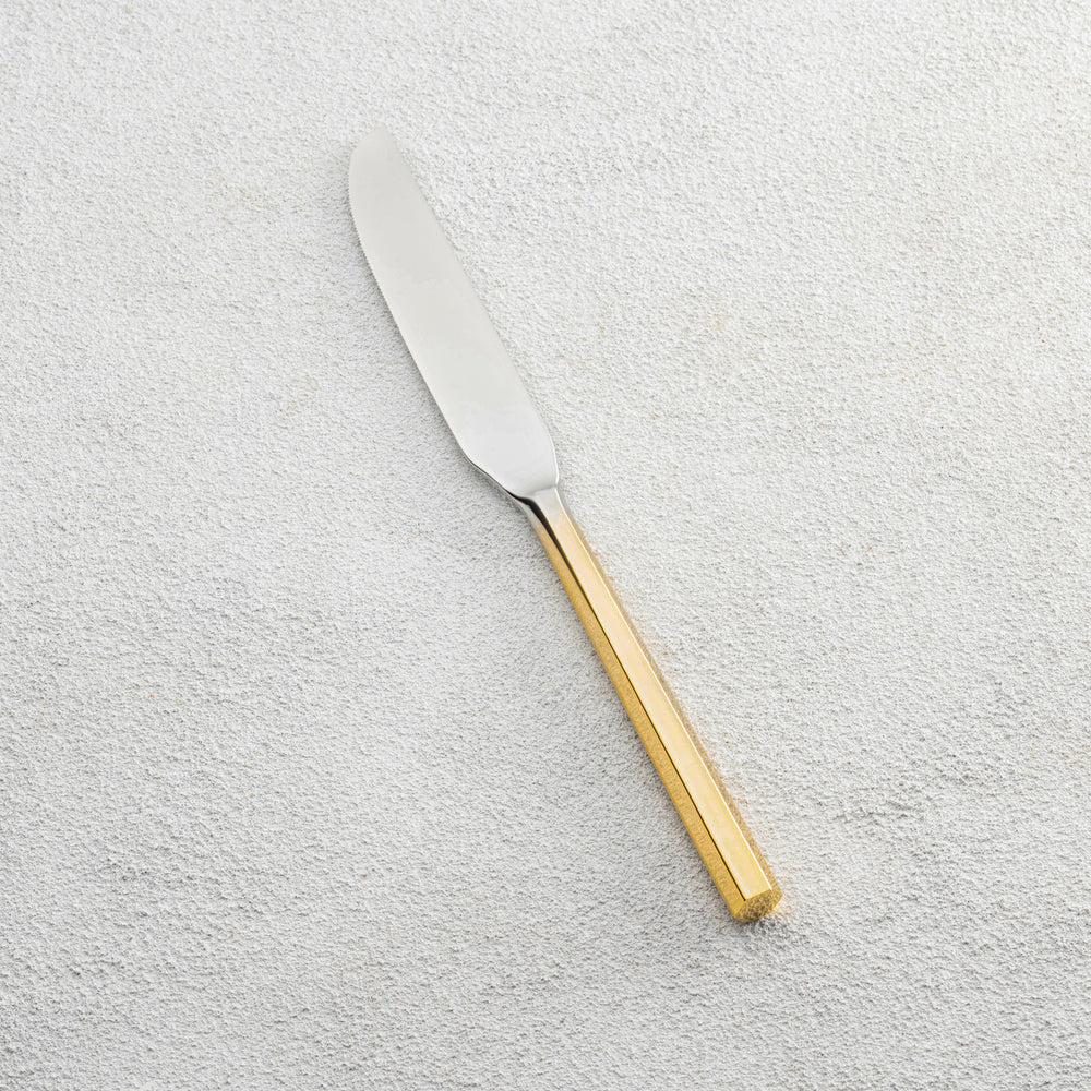 Vikko - Sutherland, Shiny Silver Ombre with Gold Handle, SS, Knife