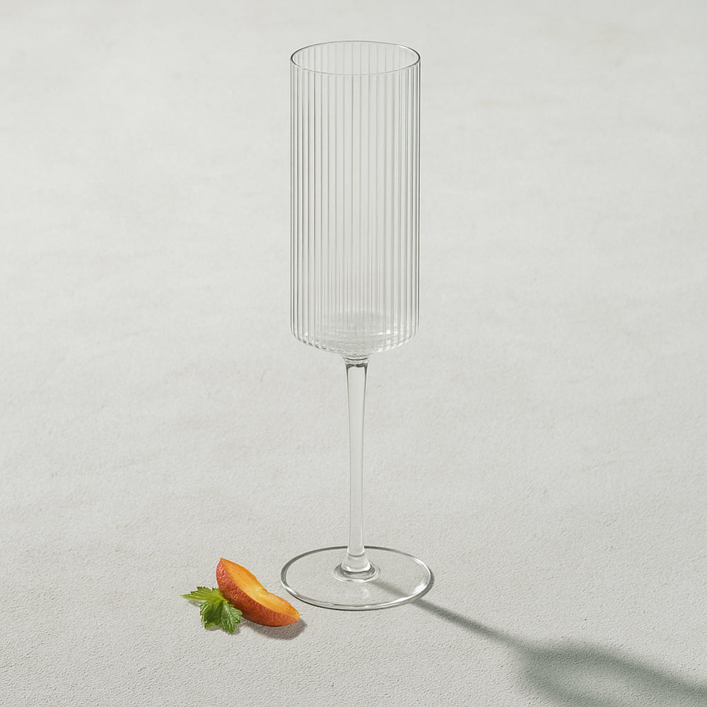 Vikko - Malibu, Ribbed Champagne Glass, Clear, 7 oz