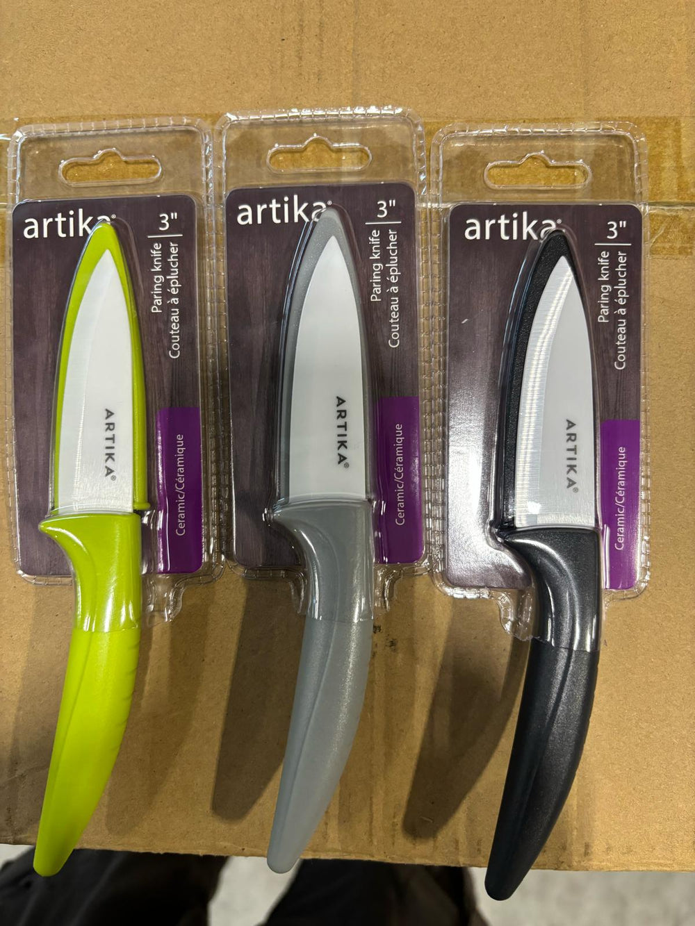 Artika - Ceramic, Paring Knife, Straight Blade, Spear Tip, Black, Gray, Green, 3"