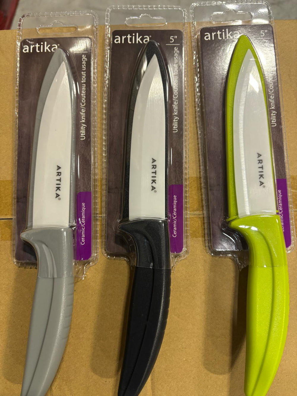 Artika - Ceramic, Paring Knife, Straight Blade, Spear Tip, Black, Gray, Green, 5"