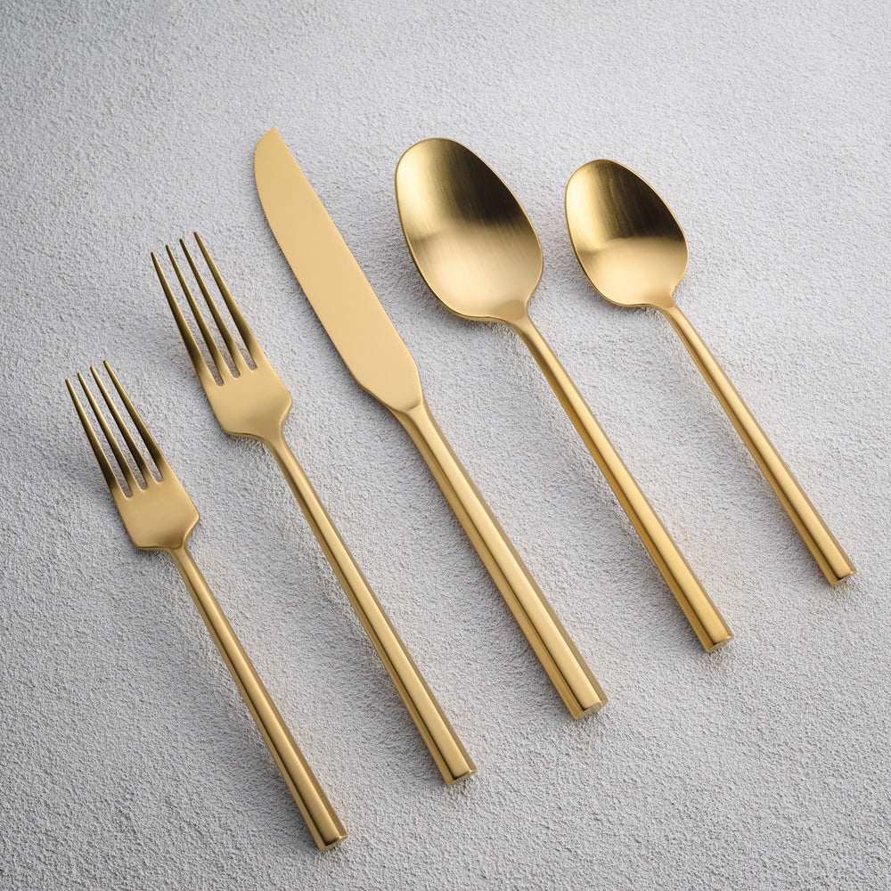 Vikko - Sutherland, Brushed Gold, 18/10 SS, 20 Pc Flatware Set - Gift Box No Window