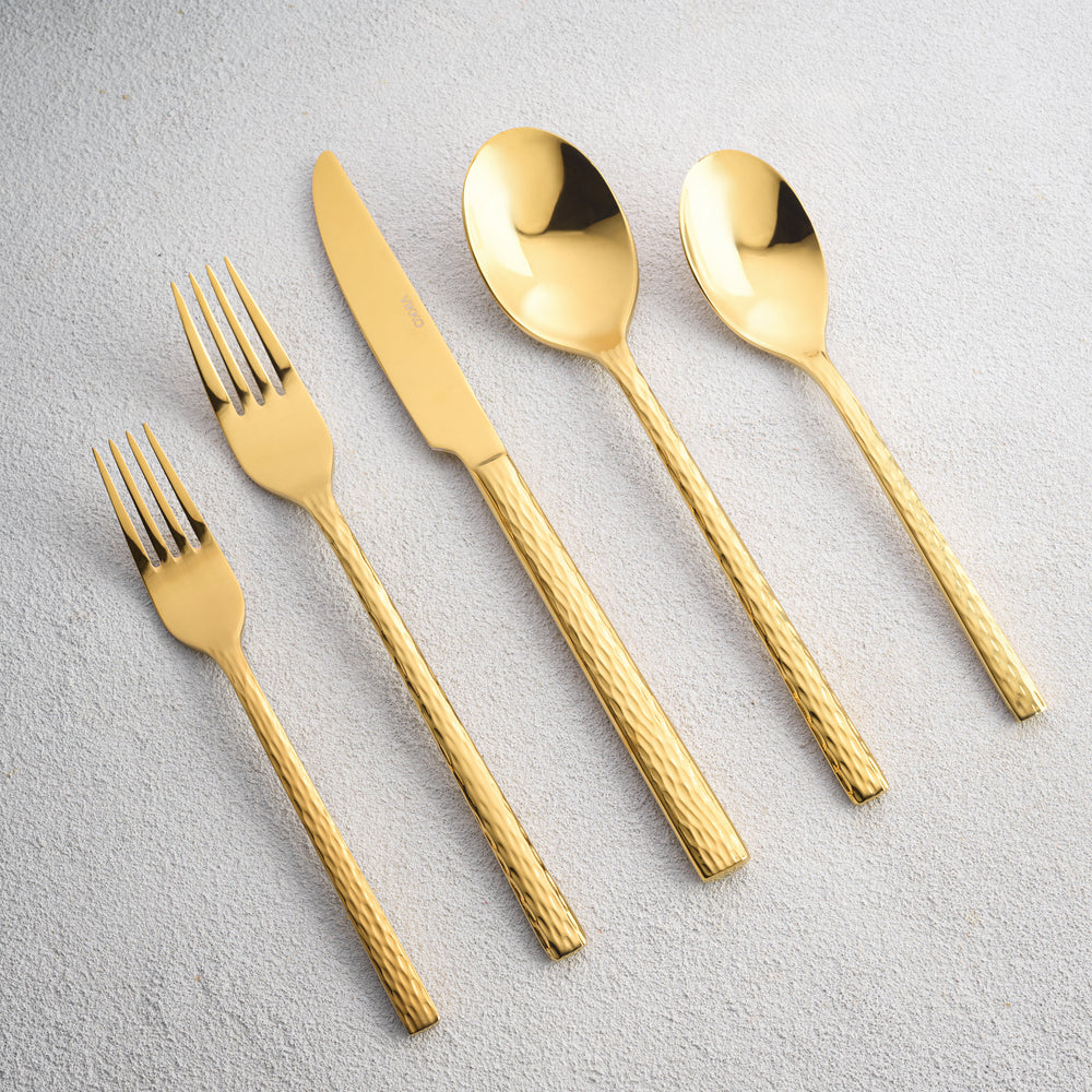 Vikko - Adore, Shiny Gold, 18/10 SS, 20 Pc Flatware Set - Gift Box No Window