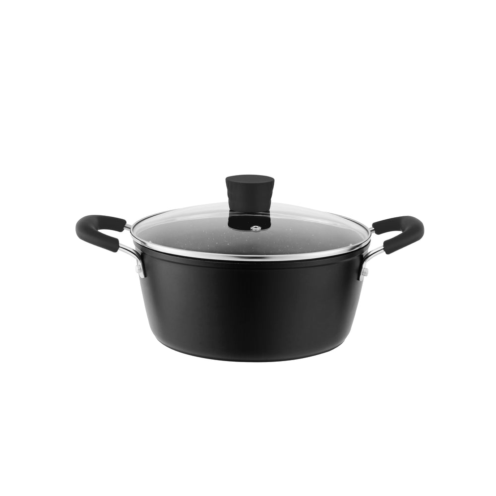 Millvado - Rainbow, Non Stick Pot with Glass Lid, Soft Grip Handle, Black, 9 qt