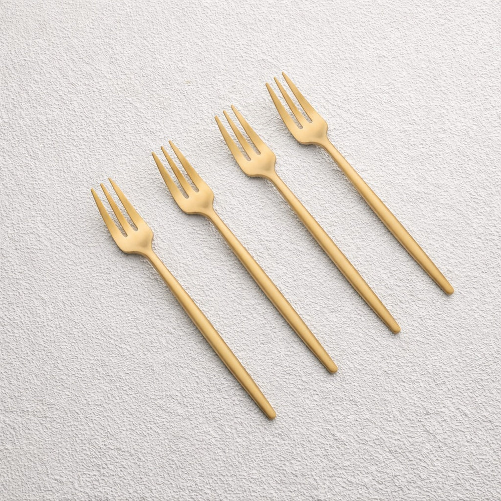 Vikko - Vera, Brushed Gold, 18/10 SS, Dessert Fork, 4 Pk
