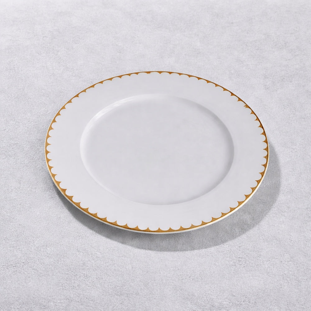Vikko - Daisy Classic, Dinner Plate, White with Gold Rim, 11"