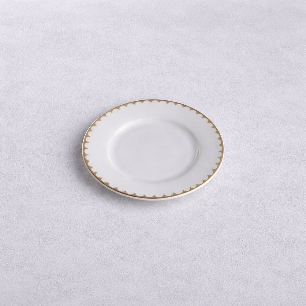 Vikko - Daisy Classic, Bread Plate, White with Gold Rim, 7.5"