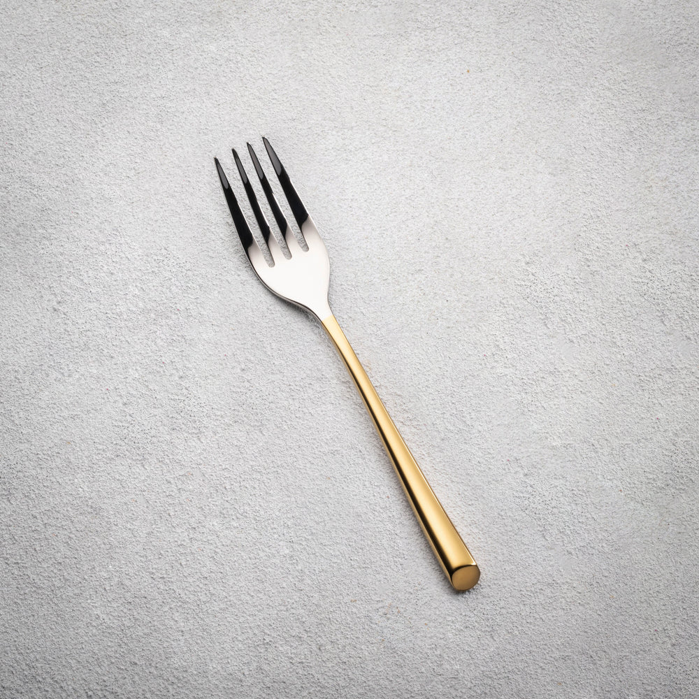 Vikko - Pearl, Shiny Silver with Gold Handle, 18/10 SS, Round Salad Fork