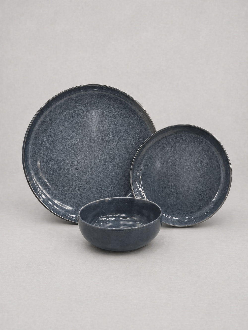 Vikko – Reactive Glaze, Fine Porcelain, Charcoal, 12 Pc Dinnerware Set, Service for 4