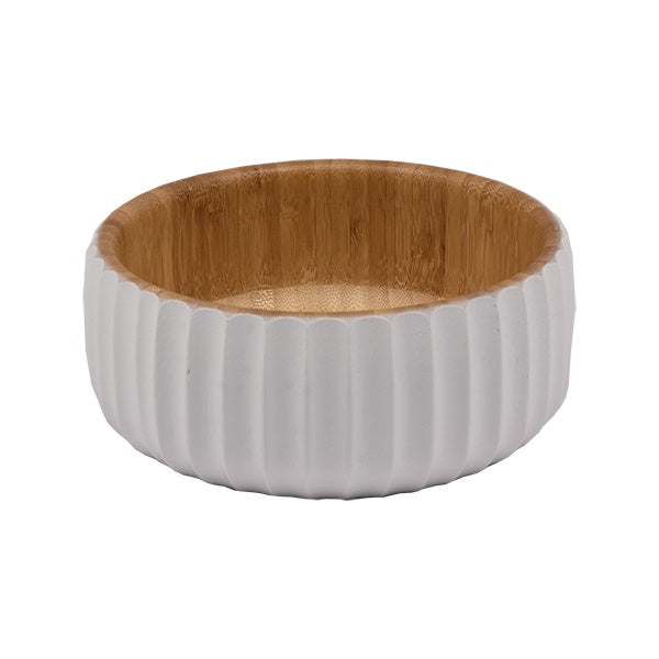 Vikko - Bamboo, White Bowl, 6" x 2.5"