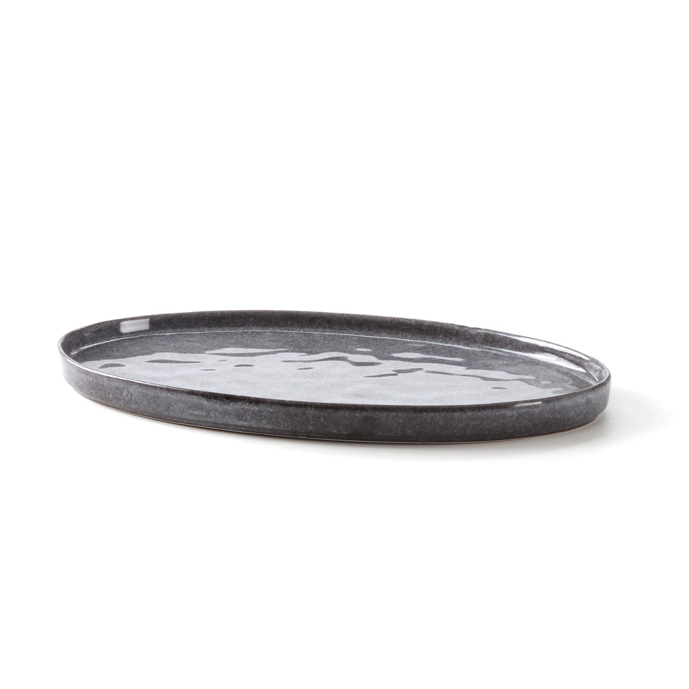 Vikko - Crest, Oval Platter, Grey, 13" x 7.5"