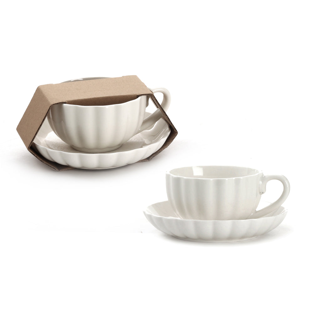 Vikko - Star, Cup & Saucer Set, White, 8.75 oz