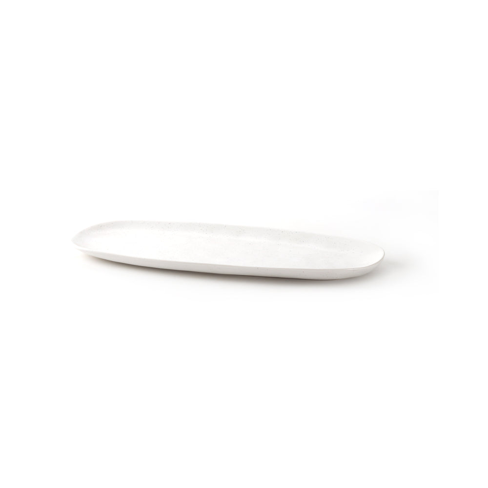 Vikko - Flint, Oval Serving Platter, White, 14" x 5.5"